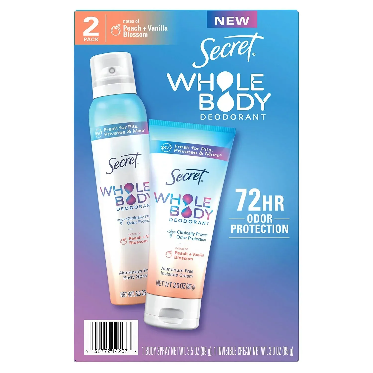 Secret Whole Body Deodorant Duo, Peach &amp; Vanilla Blossom, 2 Pk.