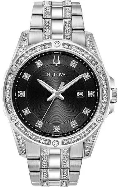 Bulova Men's Crystal Classic Stainless Steel Watch