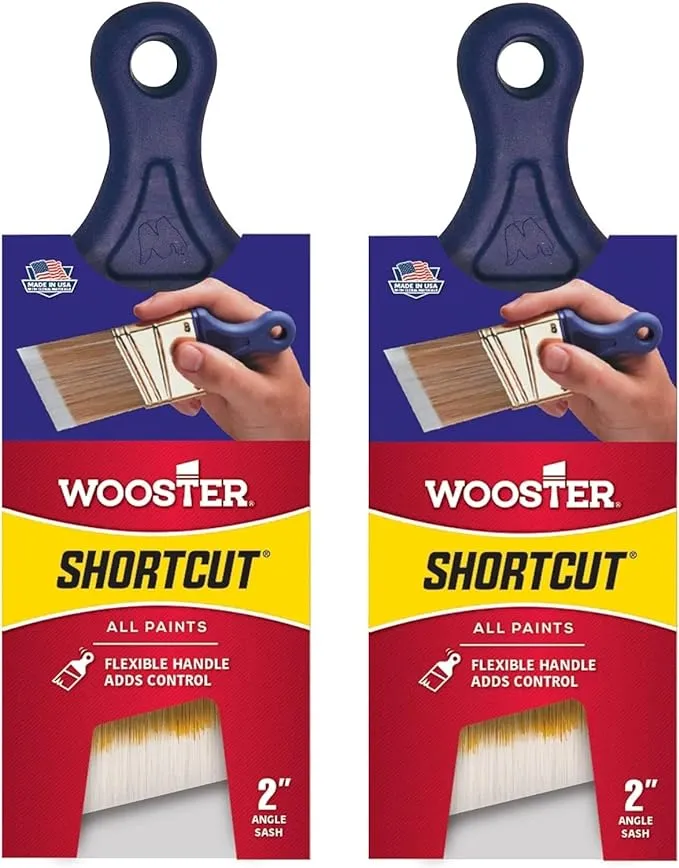 Wooster Brush Q3211-2 Shortcut Angle Sash Paintbrush, 2-Inch, White | Pack of 2