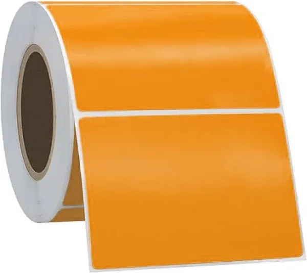 PSBM Thermal Transfer Labels Orange 4x6 Inch 4 Rolls 1000 Labels/Roll