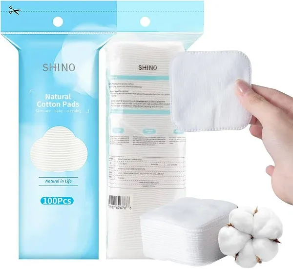 Natural Square Cotton Pads100 Ps Biodegradable Pads Makeup Remover Pads For Sens