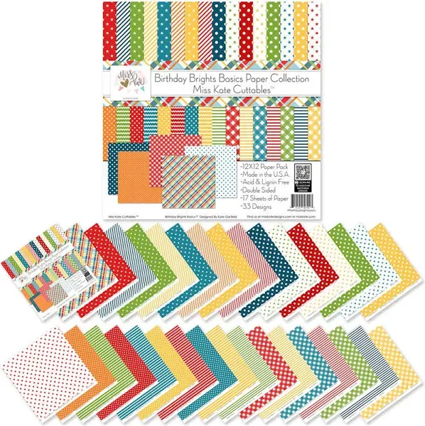 Miss Kate Cuttables Birthday Brights Basics Double-Sided Paper Pack