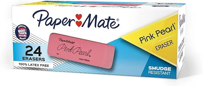 Paper Mate Pink Pearl Erasers, Pink, 24/Box (70520)