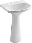 Kohler K-2362-8-0 Cimarron Pedestal Bathroom Sink with 8 in. Widespread Faucet Holes, White