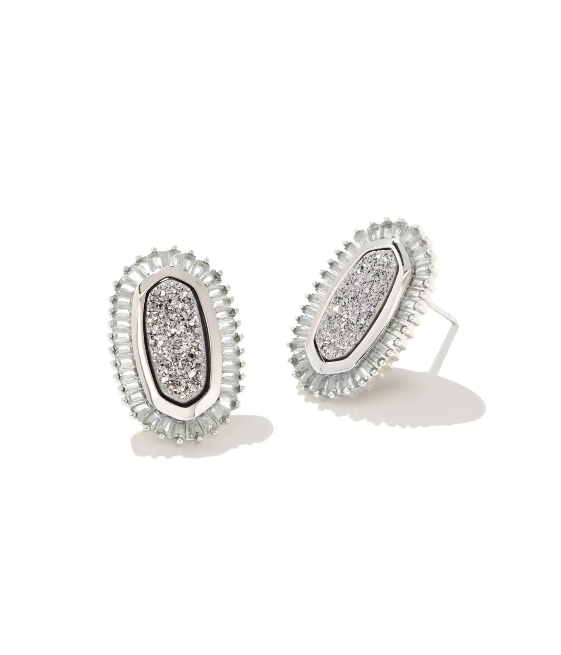 Kendra Scott - Baguette Ellie Silver Stud Earrings in Platinum Drusy