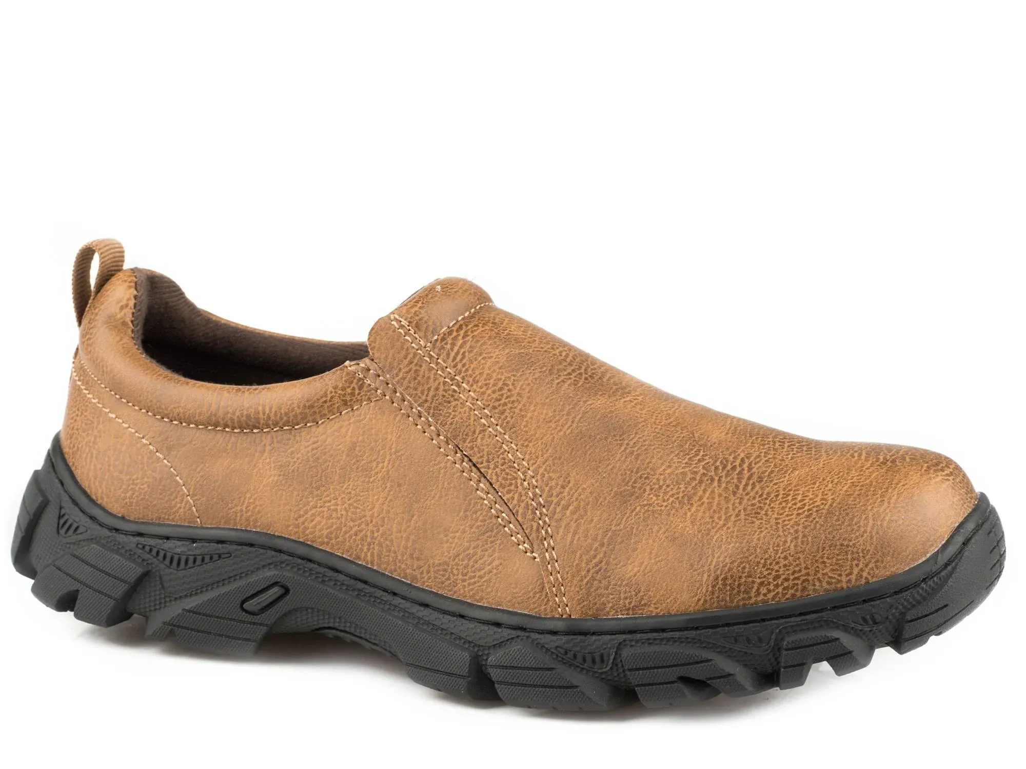 Roper Mens Performance Slip On Tan Tumbled Faux Leather - Flyclothing