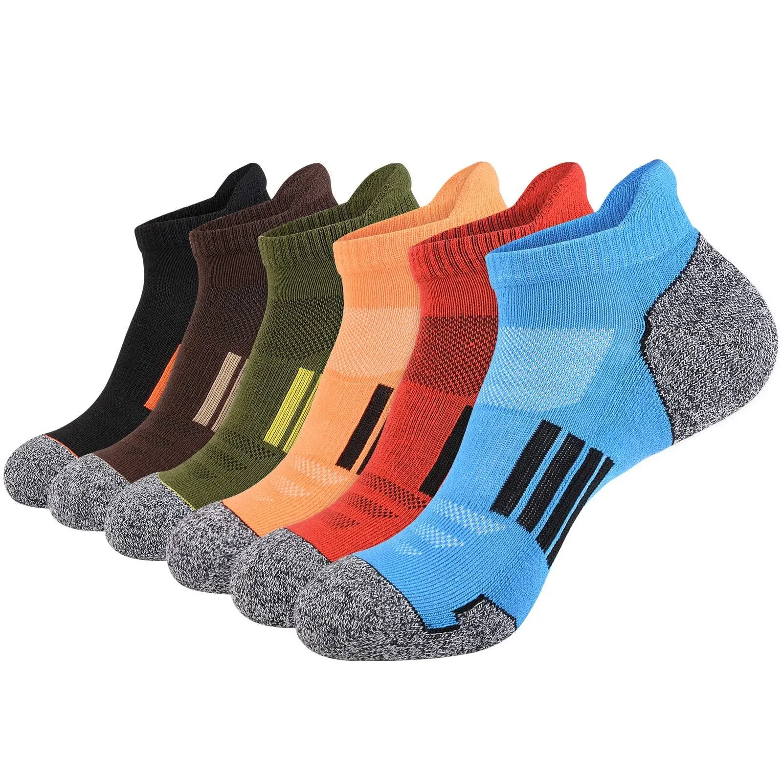 JOYNÉE Mens Ankle Athletic Low Cut Socks Running Sports Cushioned Sock for Men 6 Pack