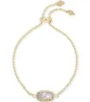 Kendra Scott Elaina Silver Adjustable Chain Bracelet - Emerald Cats Eye