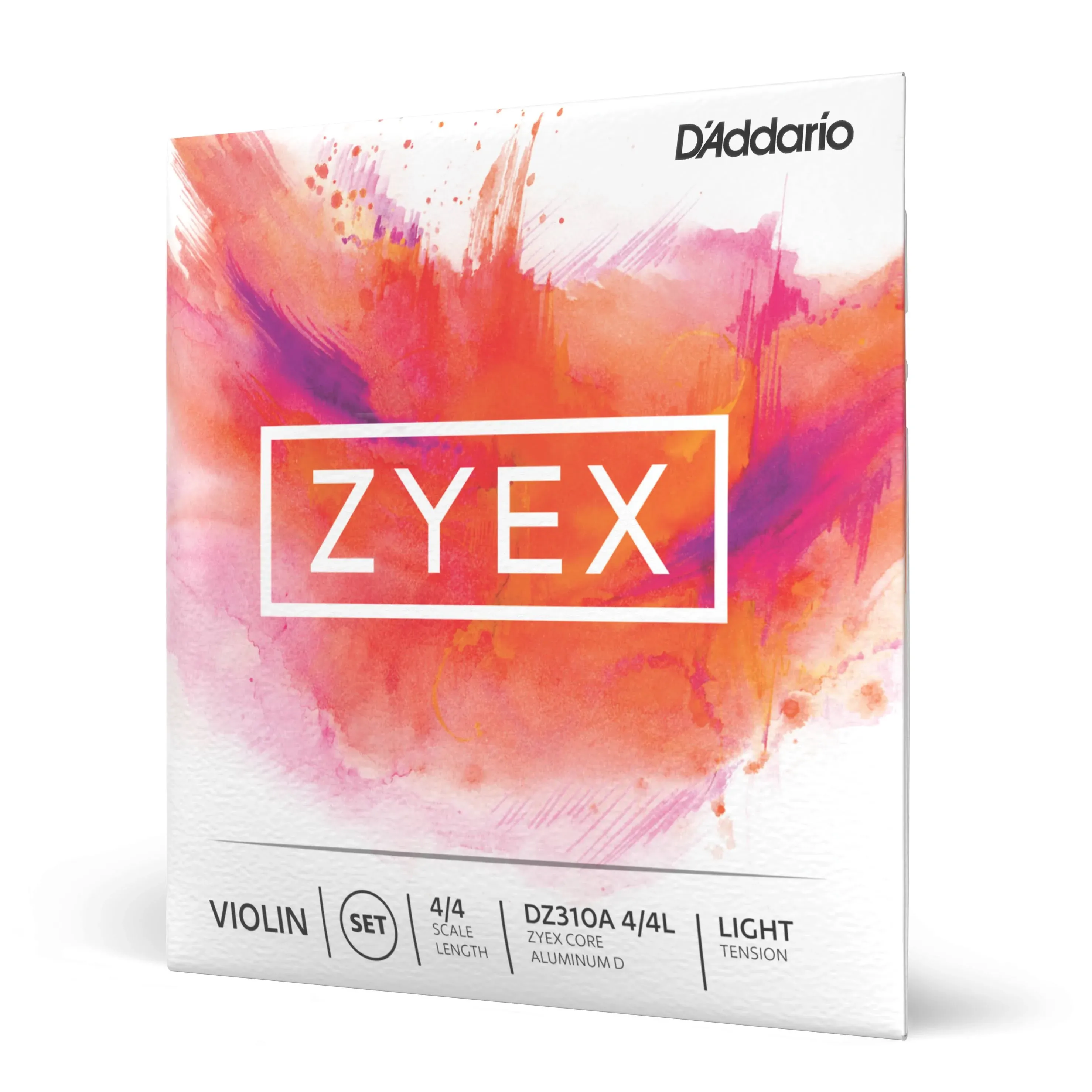 D'Addario Zyex Violin String Set with Aluminum D, 4/4 Scale, Light Tension