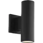 9 In. 2 Lights Outdoor Cylinder LED Wall Sconce Up/Down Light Black Finish