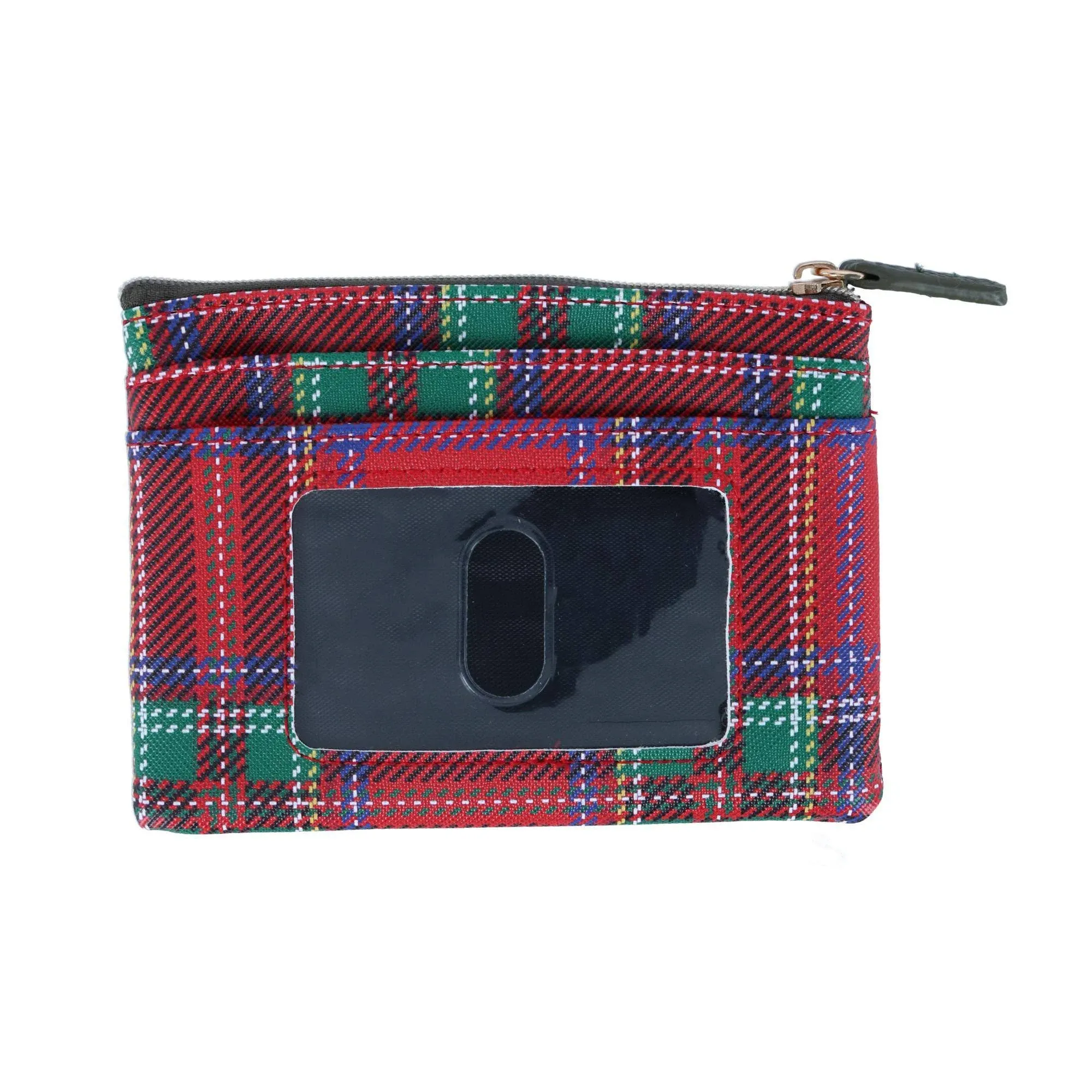 Julia Buxton Xmas Tartan Printed Vegan Leather Lg ID Coin Case