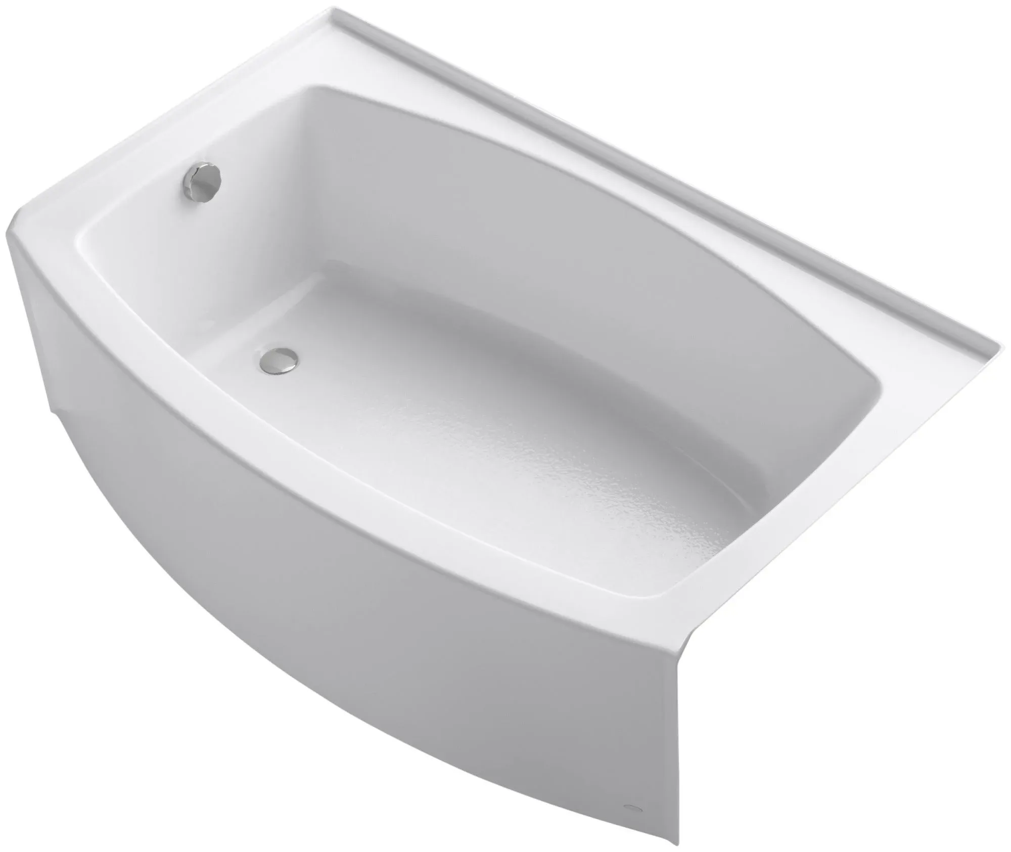 Kohler K-1100-LA-0 Expanse Curved Integral Apron Bath with Left-Hand Drain, White, 60 Inches