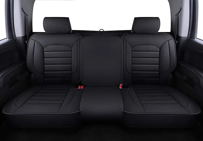 YIERTAI Silverado Sierra Rear Seat Covers for 2007-2023 2024 2025 1500/2500/3500 HD Pickup Waterproof Leather Crew Double Extended Cab Back Seat Protectors(1 Rear Seat Cover/Black)