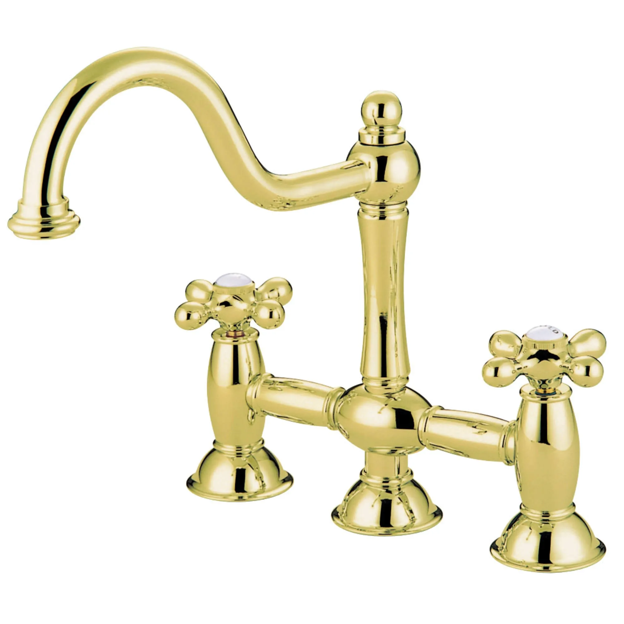 Restoration Bridge Kitchen Faucet, Polished Brass | Kingston Brass