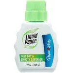 Paper Mate Liquid Paper Fast Dry Correction Fluid 22 ml Bottle White Dozen