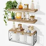 Amada Floating Bathroom Wall Shelves with Storage Basket