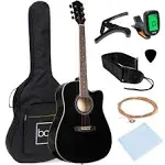 Best Choice Products 41in Full Size Beginner Acoustic Guitar Set with Case, Strap, Capo, Strings - Black