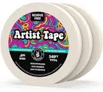 Hippie Crafter 3pk White Artist Tape for Watercolor Paper White Painters Tape Artists Painting Tape Removable Paper Tape Masking Drafting Canvas