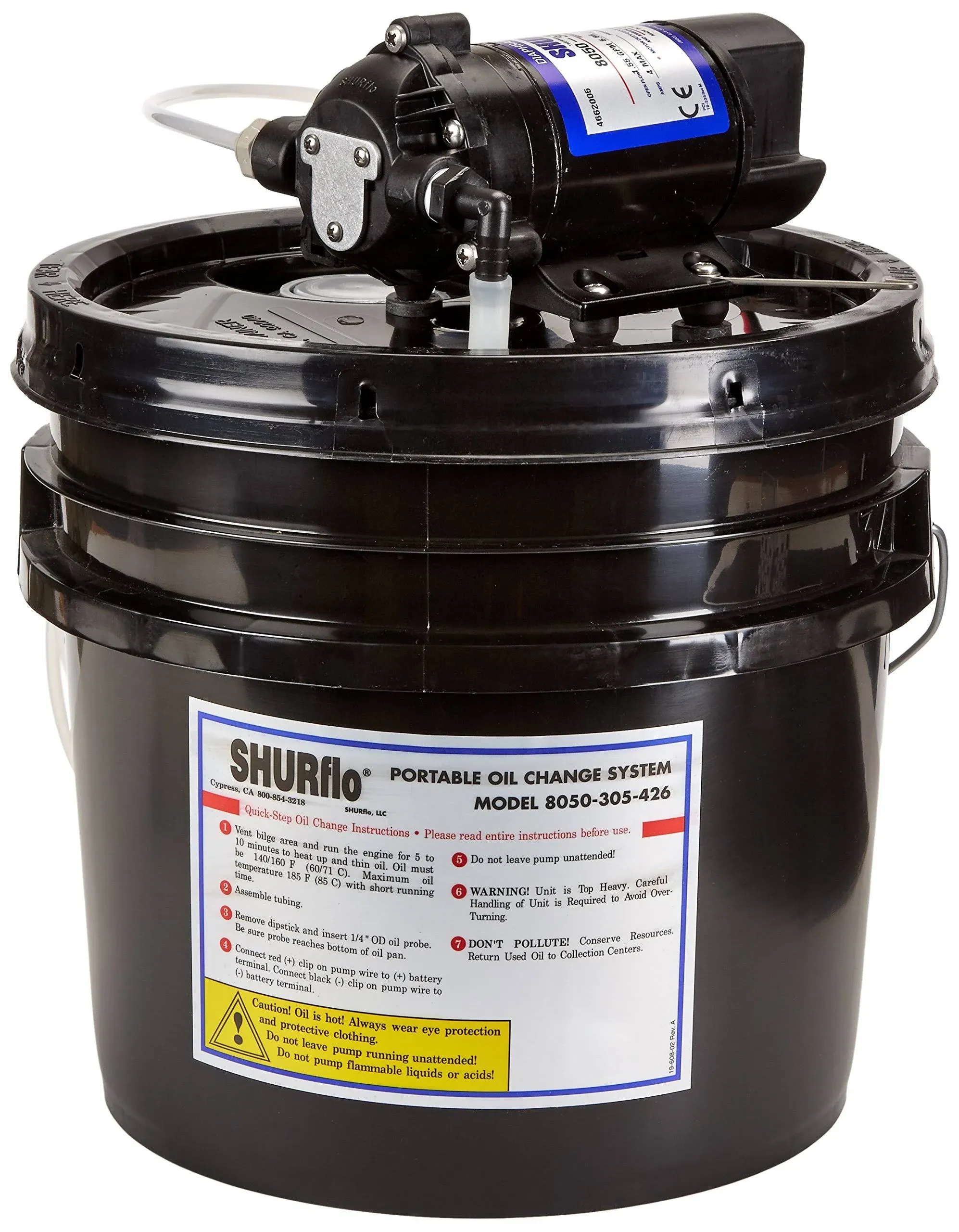 Shurflo Oil Change Pump W-3.5 Gallon Bucket - 12 VDC 1.5 GPM