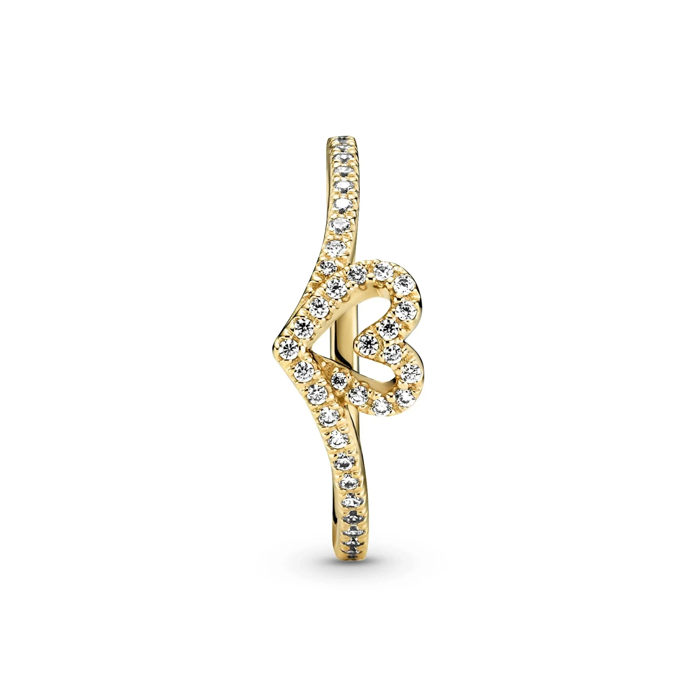 Pandora Timeless Wish Sparkling Heart Ring - Perfect Jewelry Gift for Women - Hand-Finished 14k Gold-Plated Shine with Cubic Zirconia - Size 5, No Gift Box