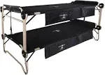 Disc-O-Bed 2XL Cam-O-Bunk Outdoor Convertible 2 Person Bench/Double Camping Cot Portable Bed for Adults with 2 Side Organizers, Black