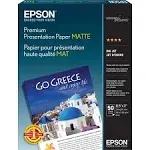 Epson Presentation Paper, Premium, Matte - 50 Sheets