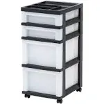 Craft Plastic Organizers and Storage, Rolling Storage 4 Drawer Black/Pearl