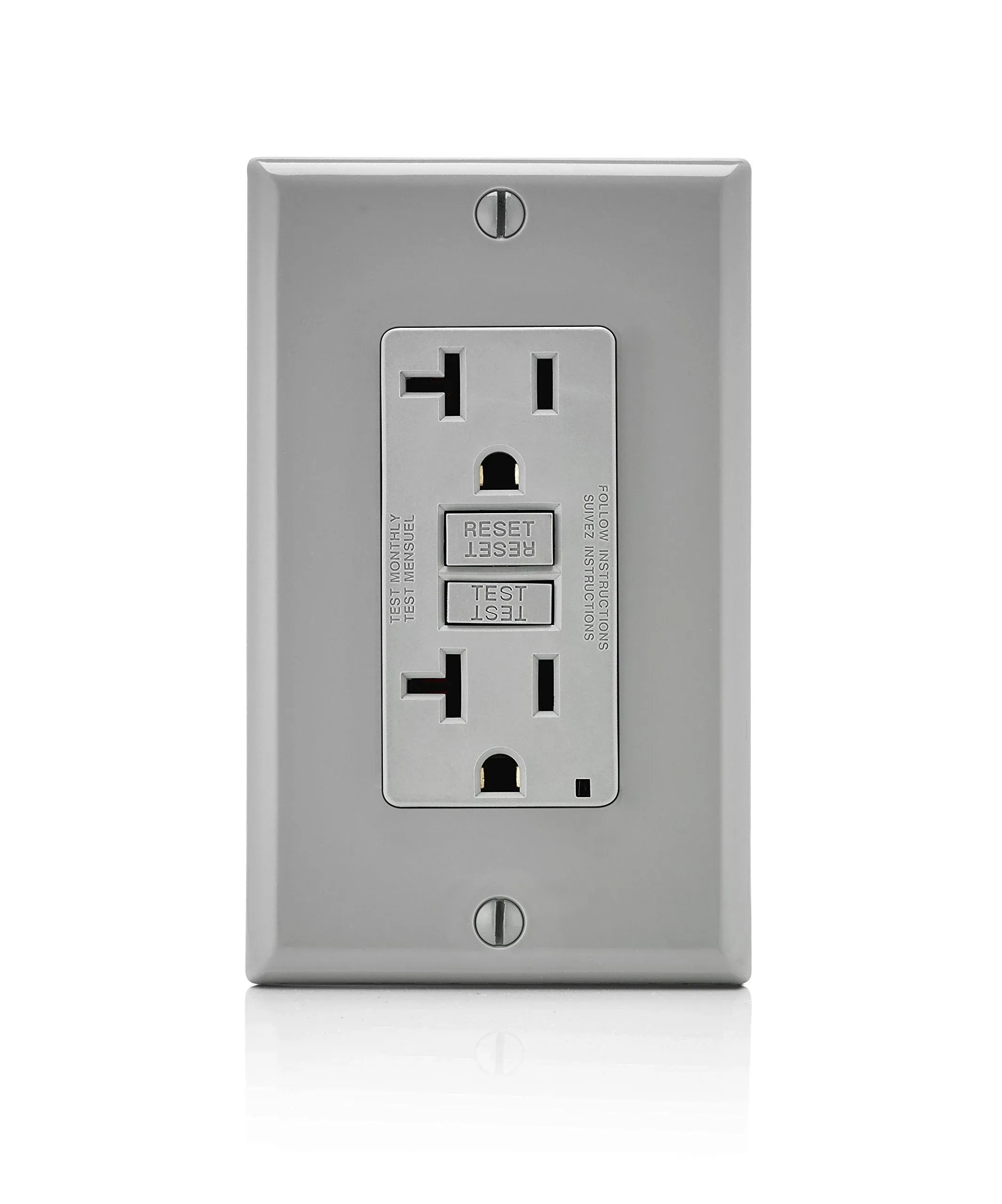 Leviton GFNT2-T 20A Slim GFCI 125V Receptacle Light Almond