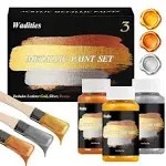 Acrylic Paint Metallic, 3pcs 13.5oz(375g) Gold &amp; Silver &amp; Bronze, Gold Leaf P...