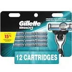 Gillette MACH3 Refills  Razor Blades 12 Cartridges NEW IN BOX IMAGE MAY VARY