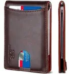 Serman Brands Slim Minimalist Thin Card Holder Money Clip Men Wallet, Men's, Brown