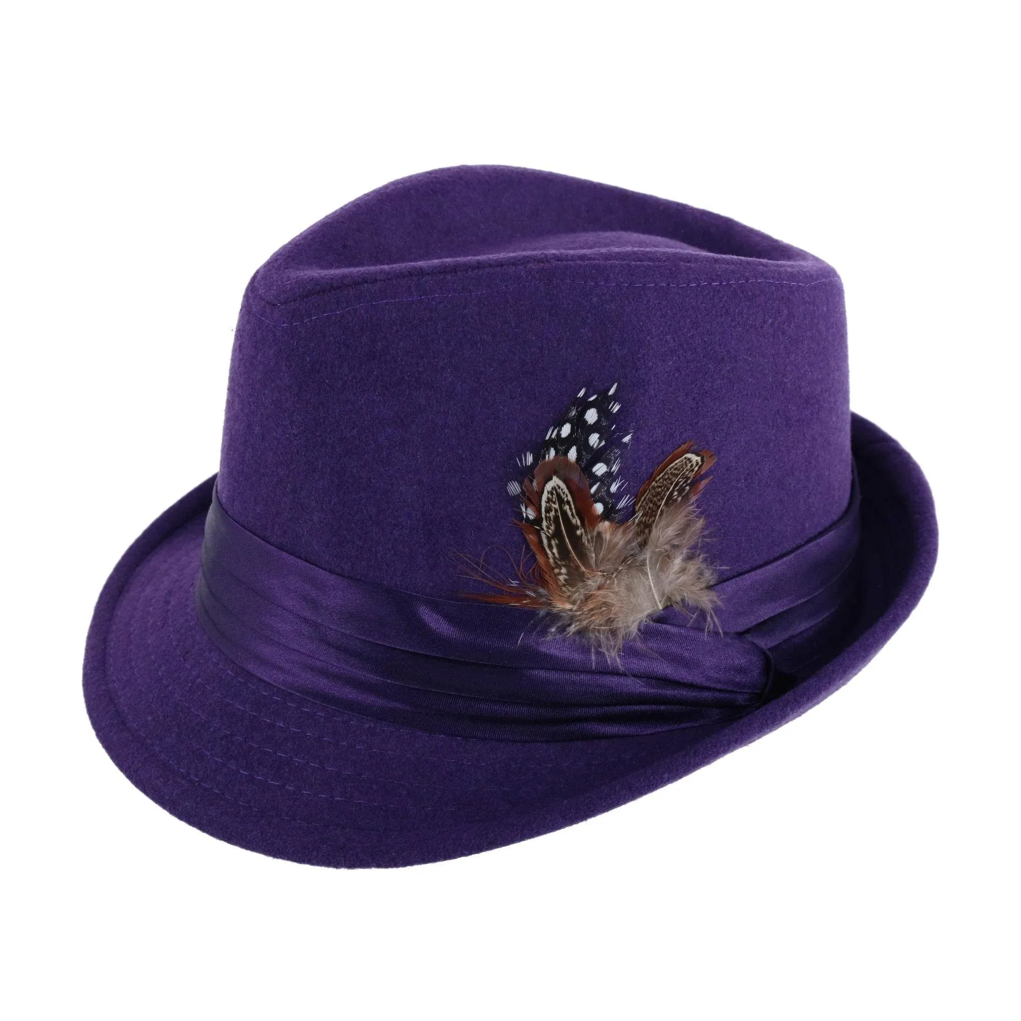 Kenny K Men's Dressy Faux Felt Fedora with Feather