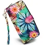 Women's Boho RFID Wallet Clutch - Stylish, Spacious w/Wristlet for Travel, Holds Cards, Phone, Cash