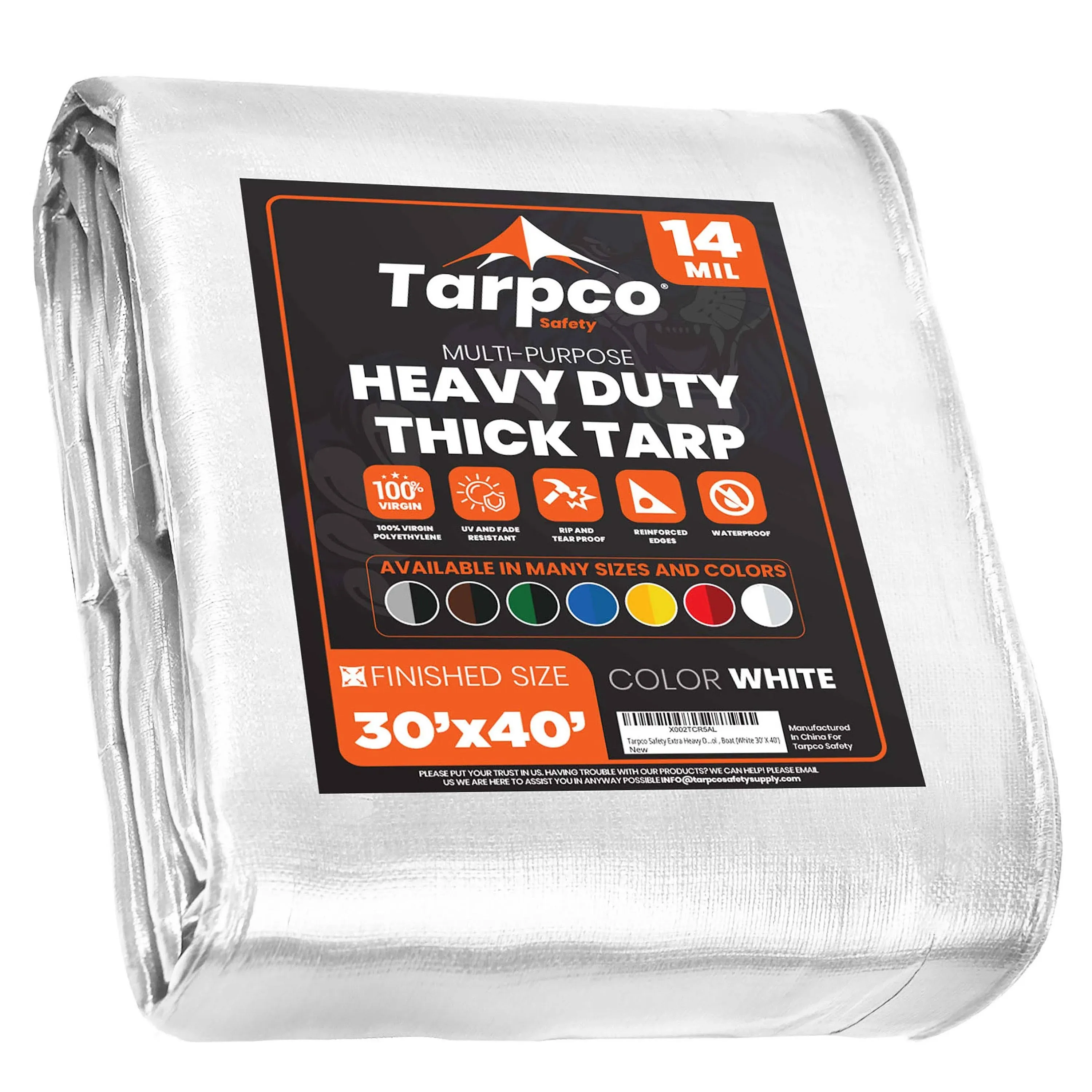 Tarpco Safety 20 ft. x 30 ft. Tarp, 14 mil, Silver/Black