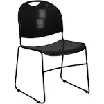 Hercules Series 880 lb. Capacity Black Ultra Compact Stack Chair with Black Frame | Flash Furniture