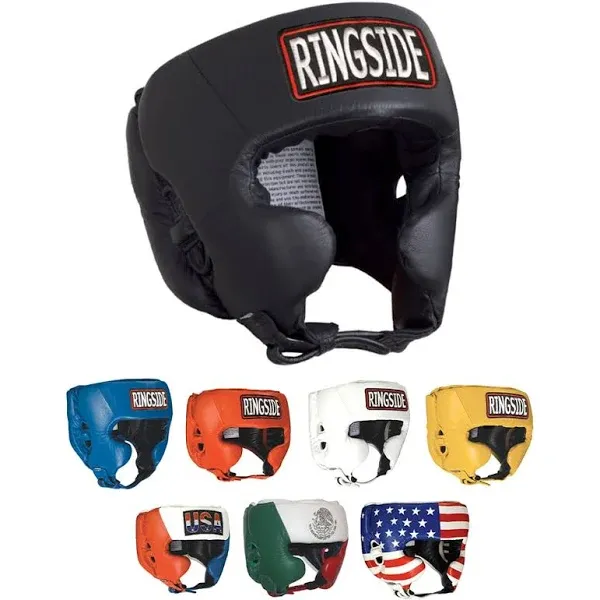 Ringside Competition Boxing Headgear with Cheeks (Black, Medium)