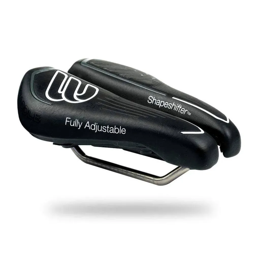 BiSaddle SRT Super Short Noseless Adjustable Bicycle Saddle Black with Titanium Rails Custom Fit Comfort, One Size