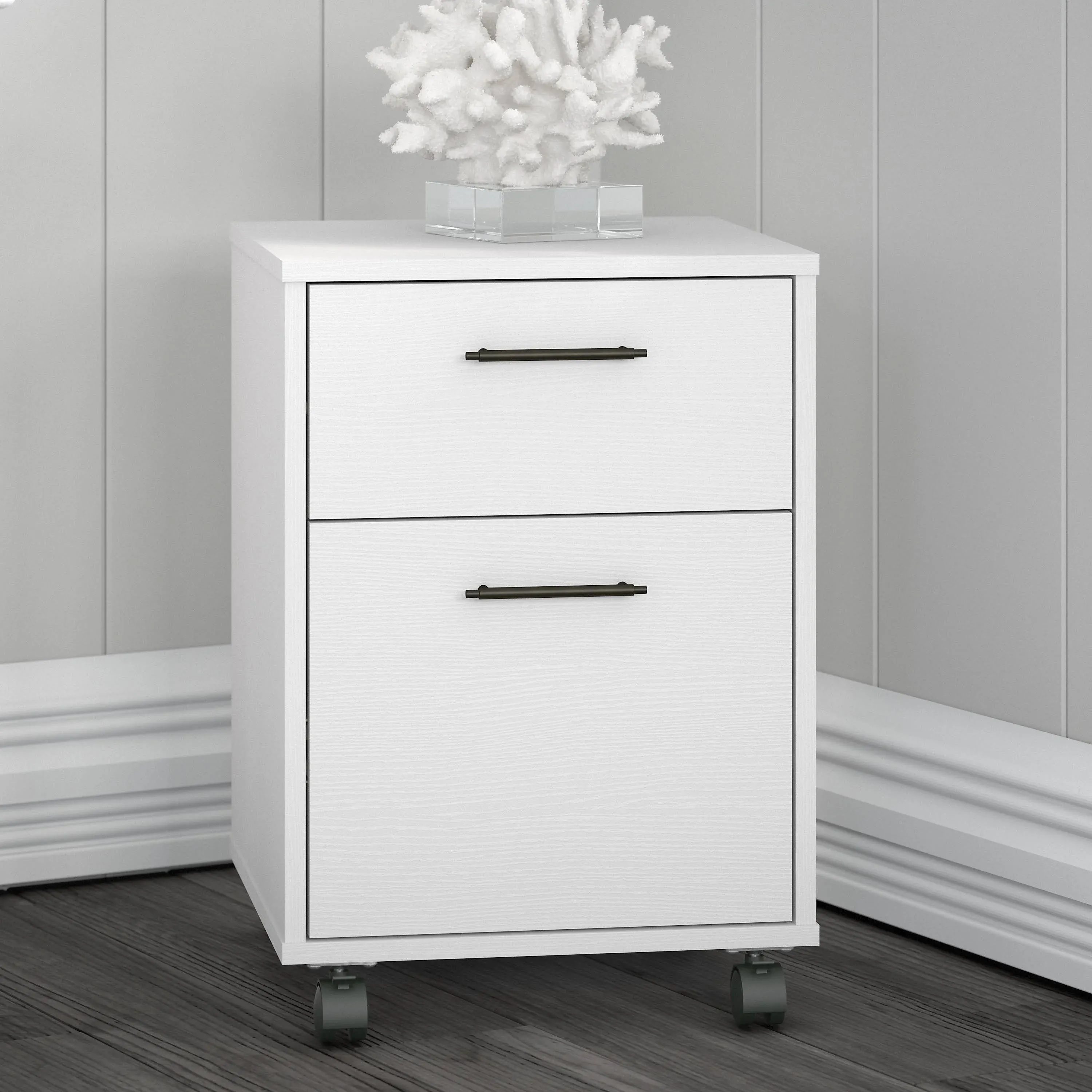 Bush Furniture Key West 2 Drawer Mobile File Cabinet Pure White Oak