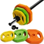 AmStaff Fitness Cardio Pump Barbell Set Adjustable Barbell Weight Plates for ...