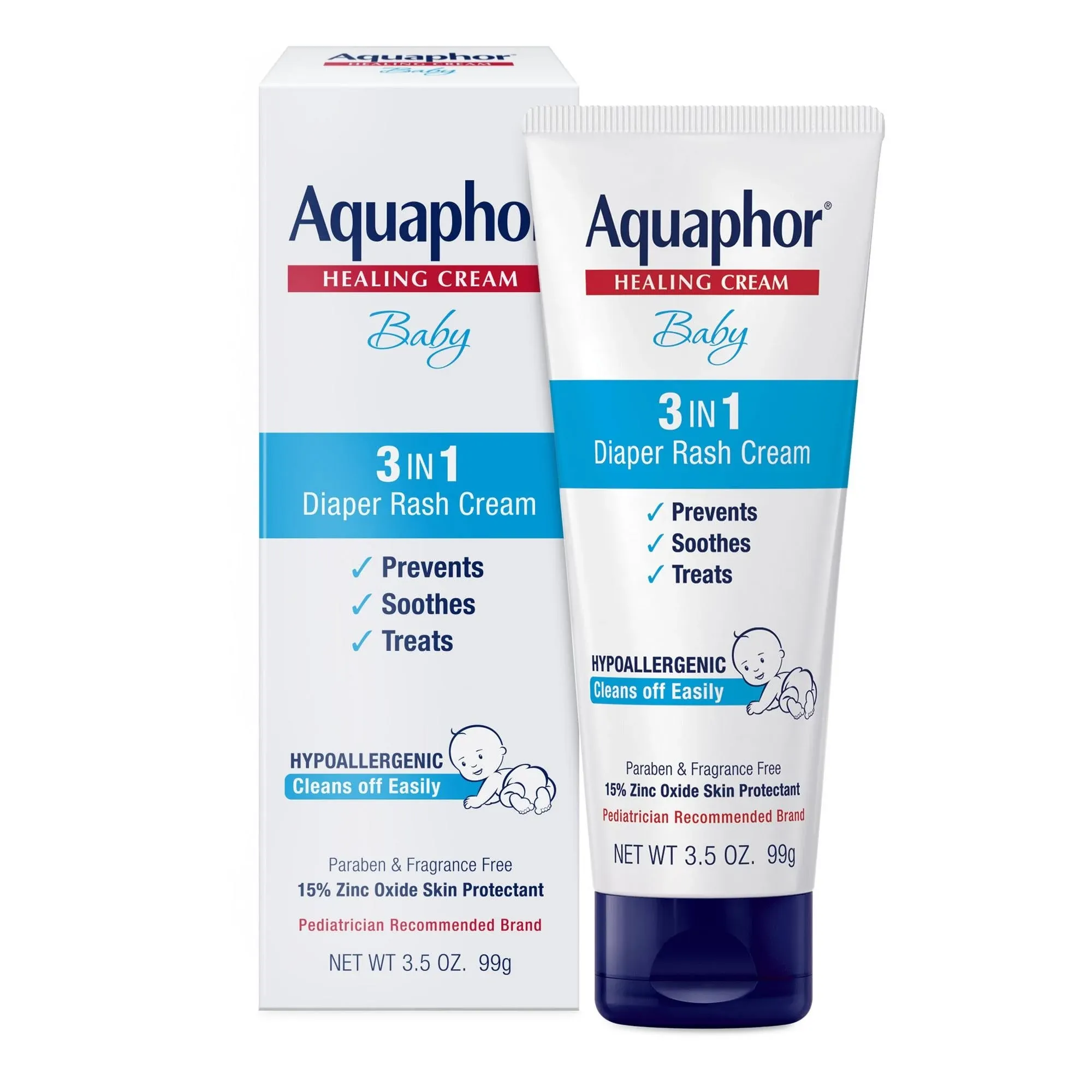 Aquaphor Baby Diaper Rash Cream 3.5 Ounce 3 Pack Soothing Moiturizer All Skins