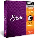 Elixir 11052 Nanoweb 80/20 Bronze Acoustic Guitar Strings - Light (12-53) | Reverb