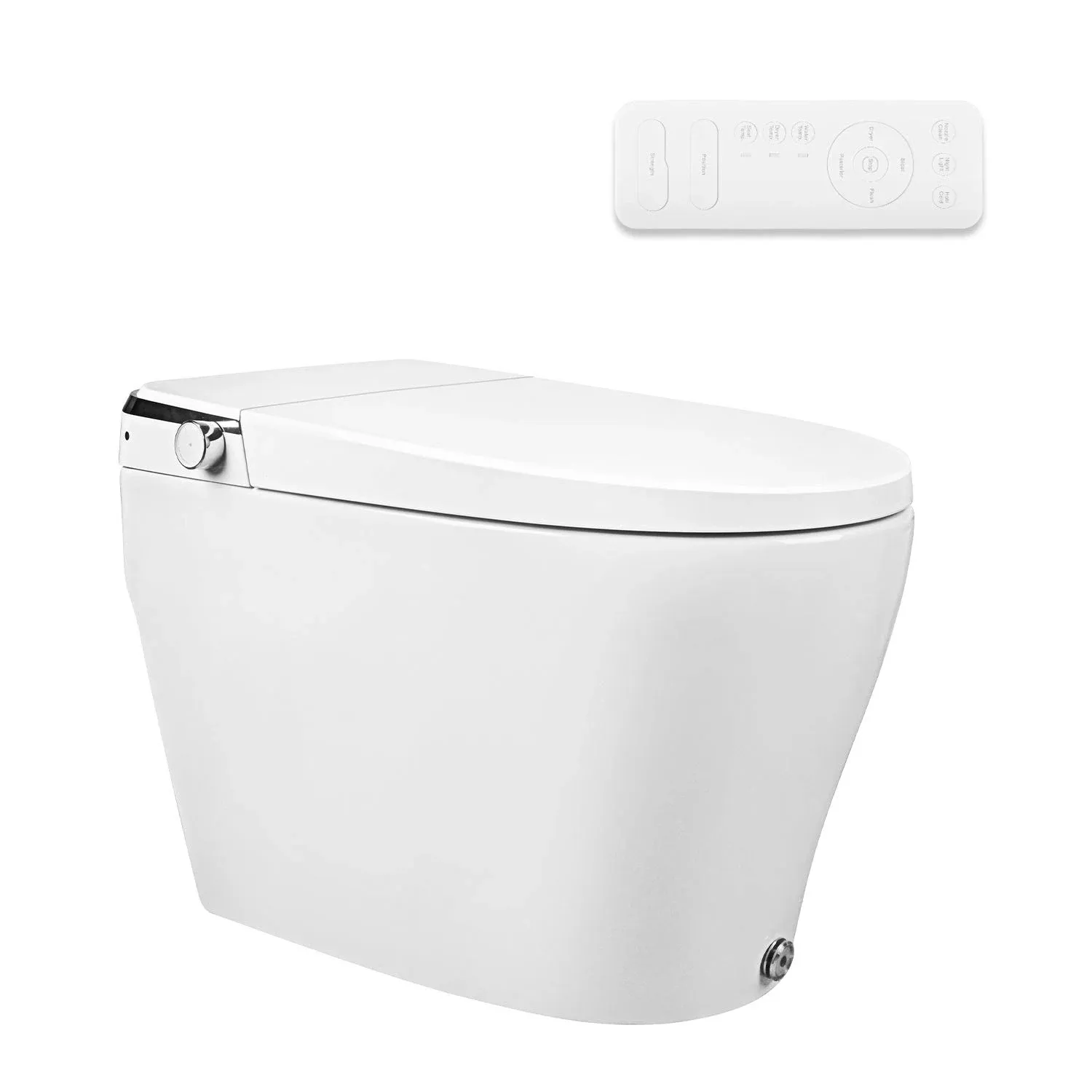 DeerValley One-Piece White Elongated Warm Wash Smart Bidet Toilet with Foot Kick Flush and Seat