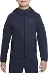 Nike Boys' Sportswear Full-Zip Tech Fleece Hoodie, Medium, Obsidian Heather/Black