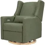 Babyletto Kiwi Electronic Recliner and Swivel Glider - Olive Boucle with Light Wood Base