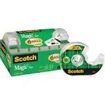 Scotch Magic Tape, 6 Rolls, Numerous Applications, Invisible, Engineered for Repairing, 3/4 x 650 Inches (6122)