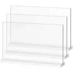 newnewshow Acrylic Sign Holder 11x8.5 Inch 3 Pack Horizontal T Shape Double-Sided Desktop Display Holder. (Optional 8.5x11 8.5x5.5 5x7 Horizontal and Vertical)