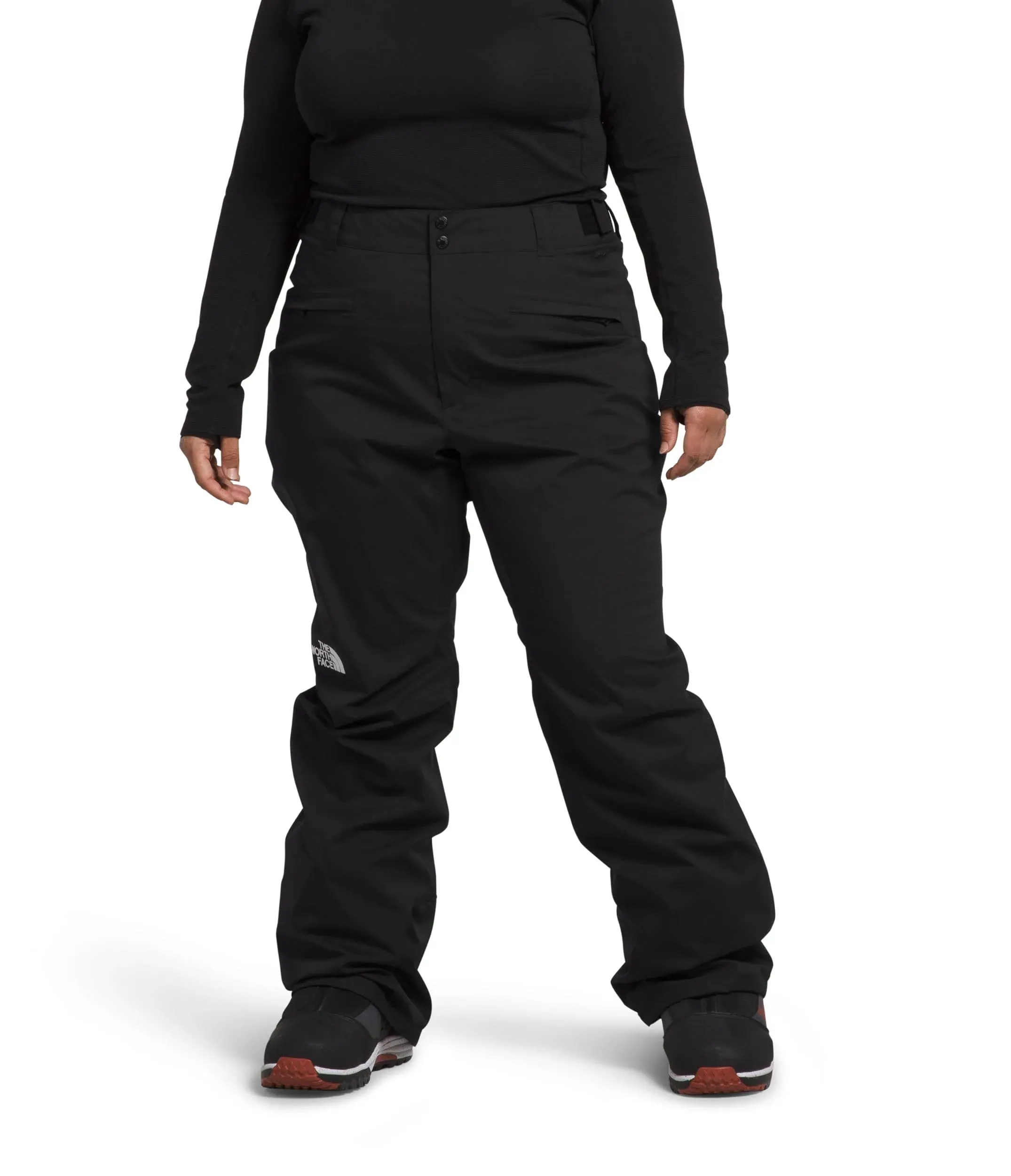 North Face black women’s Freedom Stretch ski and snowboard pants.