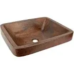 19" Rectangle Skirted Vessel Hammered Copper Sink