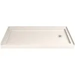 DreamLine Slimline 32"D x 60"W x 2 3/4"H Right Drain Single Threshold Shower Base, Biscuit