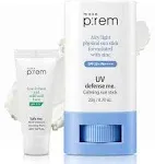 makeprem Uva UVB Defense Me Calming Sun Stick Sunblock SPF 50+ PA++++ 0.7 oz Vegan Sensitive Oily Acne-Prone Skin Reef-Safe Mineral Sunscreen